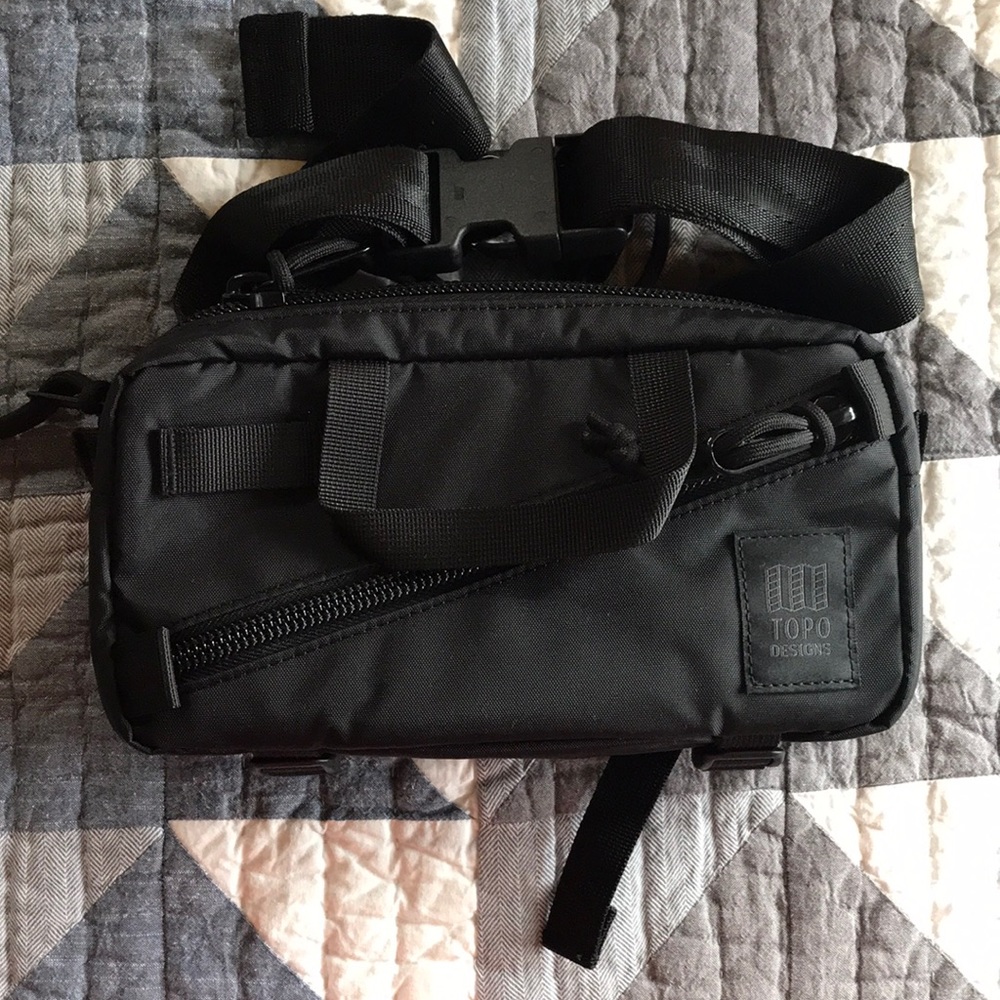 Topo Designs Black Compact Crossbody Bag with Front Zip Pocket